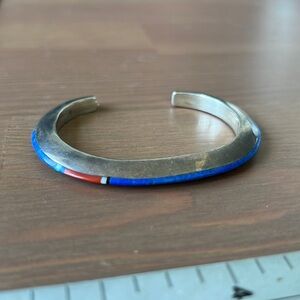 Handmade by Jimmie King Jr Navajo sterling silver open circle cuff bracelet